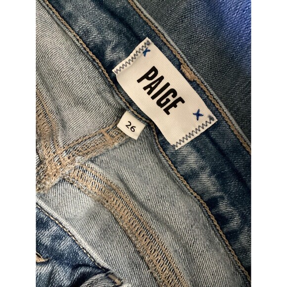 Paige Jeans Womens 26 Blue Rory Crop Flare Distressed Raw Hem High Rise Denim - Picture 6 of 7